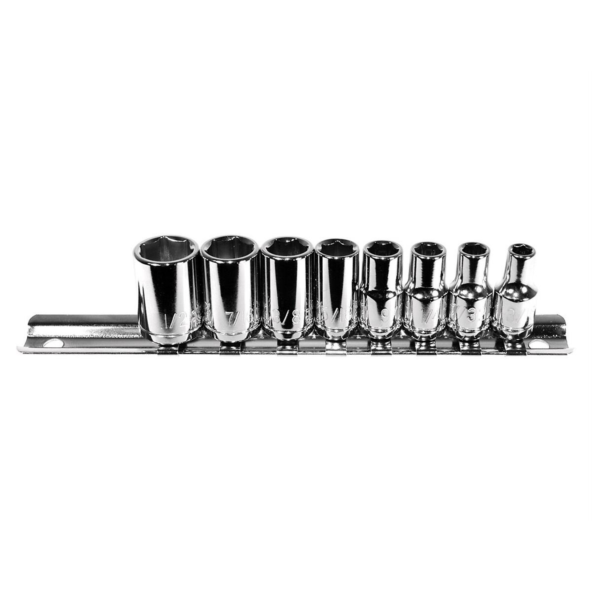 K-Tool International 8-Piece 1/4in. Drive 6-Point SAE Socket Set, Model# KTI21100